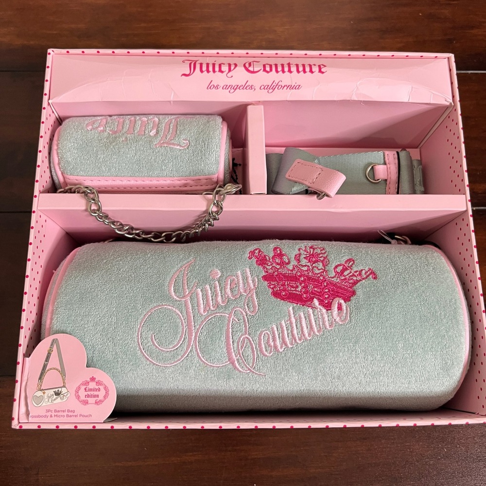 Juicy Couture Heritage Barrel Crossbody Bag & Micro Barrel Pouch Limited Edition